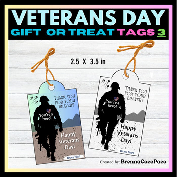 Preview of New! Veterans Day Gift Tags / Treat Tags | Military Gift Tags #3