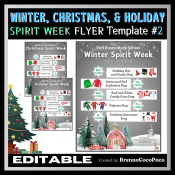 Preview of New Winter Spirit Week | Holiday / Christmas Spirit Week Flyer Template #2