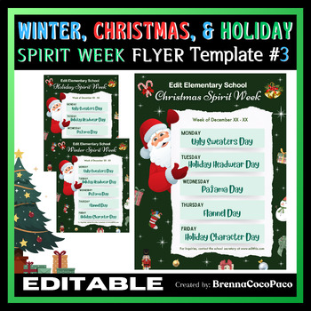 Preview of New Winter Spirit Week | Holiday / Christmas Spirit Week Flyer Template #3