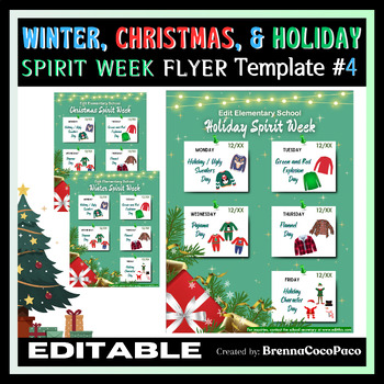 Preview of New Winter Spirit Week | Holiday / Christmas Spirit Week Flyer Template #4