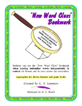 Preview of New Word Clues Bookmark for Home and School