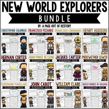Preview of New World Explorers Biography Pack Unit Bundle for Social Studies