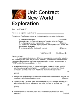 Preview of New World Explorers: Report and Contract of Choice Activities