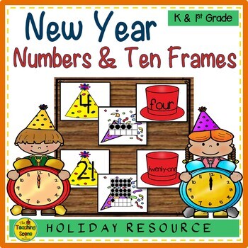 Preview of New Year 0-25 Number, Ten Frame & Number Word Match