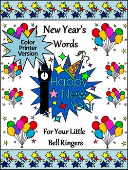 Preview of New Year's Spelling Activities: New Year's Words Flash Card Activity - Color