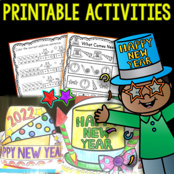 Preview of New Years  2024 Easy and Quick Crafts | Easy Math and ELA review