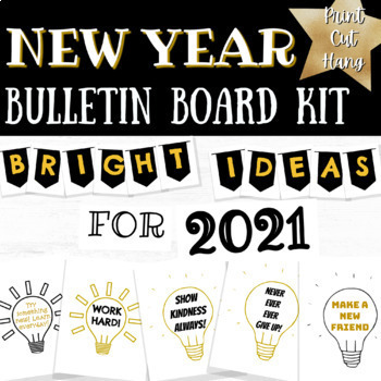 Preview of New Year 2021 Bulletin Board or Door Kit Banner and Writing