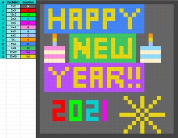 Preview of New Year 2021 Multiplication Pixel Puzzle