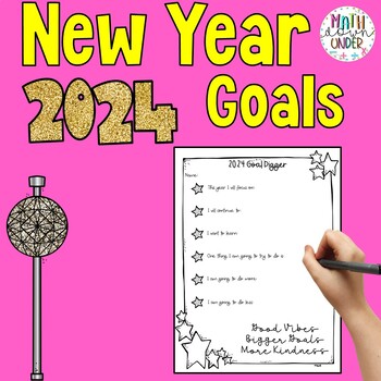 Preview of New Year 2024 Goal Setter Activity for Middle School