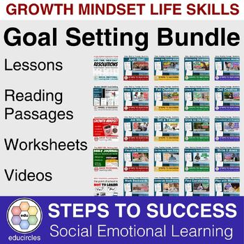 Preview of Growth Mindset Life Skills | Social Emotional Learning | Goal Setting Bundle