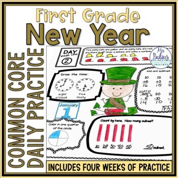Preview of New Year 2022 Math Worksheets | Common Core Practice | 1st Grade New Year