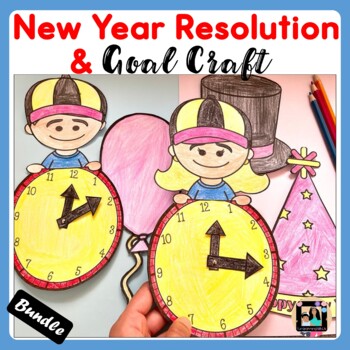 Preview of New Year 2022 Resolution Goal Setting Craft & Writing Activity Bundle