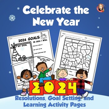 Preview of New Years 2024 Goal Setting and Coloring Activities