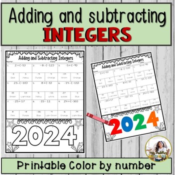 Preview of New Year 2024 Adding and Subtracting Integers Color by Number Activity