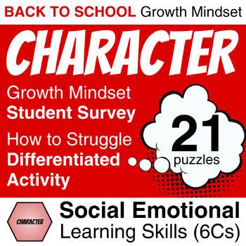 Preview of End Of Year Life Skills Activities: Character | Growth Mindset | Student Survey