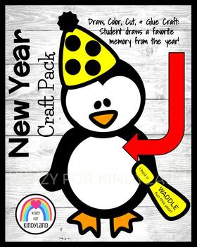 Preview of New Year 2023 Craft & Drawing Prompt: Penguin After Winter Break Activity