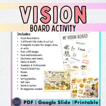Preview of New Year 2024 Creating Vision Boards,  Goal Setting, Printable and Digital