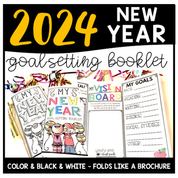 Preview of New Year 2024 Goal Setting Brochure with Vision Board