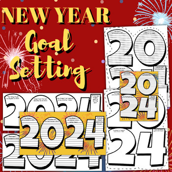 Preview of New Year 2024 Goal Setting | Printable & Digital | English & Spanish