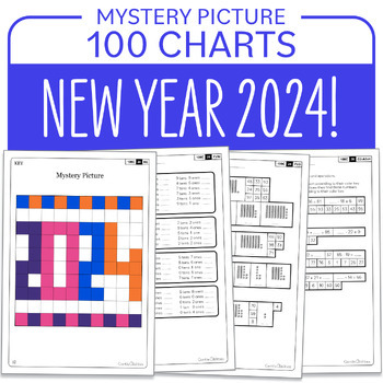 Preview of New Year 2024 Hundred Charts Math Mystery Picture: Place value, Add, Subtract