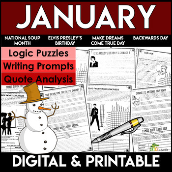 Preview of New Year 2024 | January Reading Comprehension | Logic Puzzles | Literacy Centers