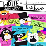 New Year 2024 January Winter Writing Penguins, Snowman, Ma