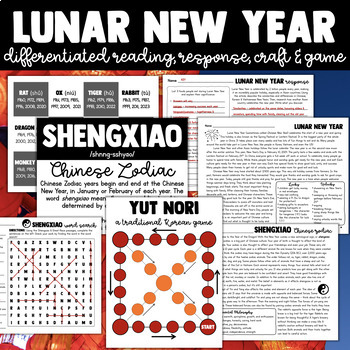 Preview of New Year 2024: Lunar New Year Differentiated Reading Comprehension, Craft & Game
