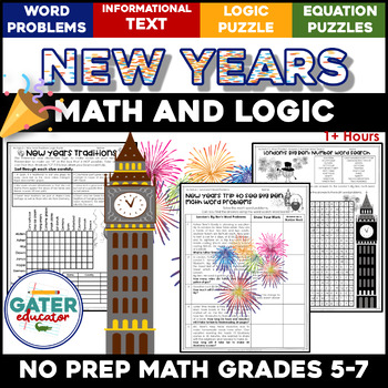 Preview of New Years 2024 Math | New Years Centers | Logic Puzzles | January