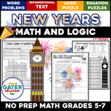 New Years 2024 Math | New Years Centers | Logic Puzzles | January