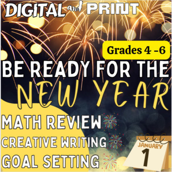 Preview of New Year 2023 Math Review Creative Writing & Set a Goal or Resolution