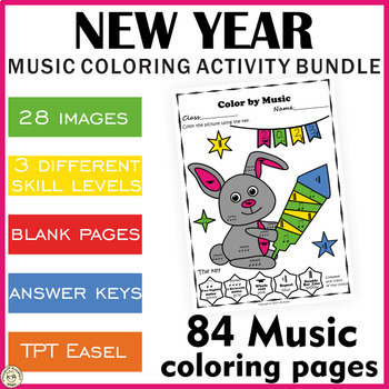 New Year 2024 Music Coloring Activities Bundle Elementary Music Color   Original 8902695 2 