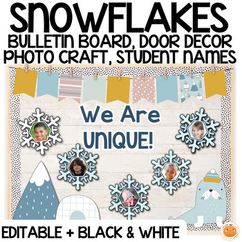 Preview of New Year 2024 Snowflake Bulletin Board & Classroom Door Decor, Photo Craft