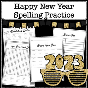 Preview of New Year 2023 Spelling Practice with New Year Word Search