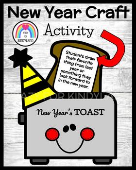 Preview of New Year 2023 Toast Craft and Drawing Prompt After Winter Break Activity