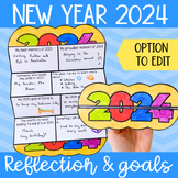New Year 2024 reflections and goals foldable activity new 
