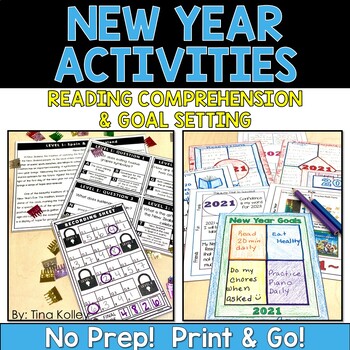 Preview of New Year Activities Middle School 2024 - Middle School New Year Resolutions