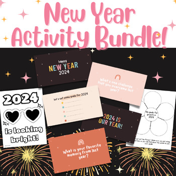 Preview of New Year 2024 Activity Writing and Craft Bundle- Goal Setting & Reflection