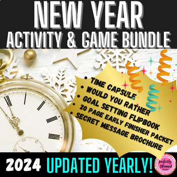 Preview of New Year 2024 BUNDLE | Goal Setting | Games | Early Finisher Activities
