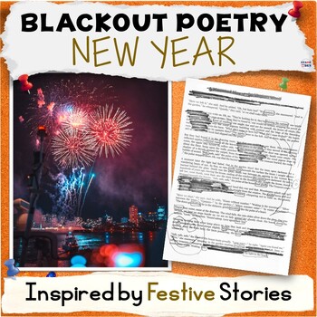 Preview of New Years Blackout Poetry - Short Stories Activity Packet Poem Writing Templates