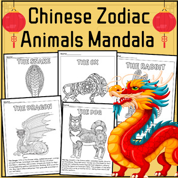 New Year 2024 Chinese Zodiac Animals Signs Mandala Coloring Pages Activity