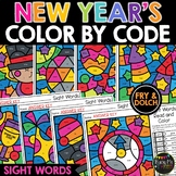 New Year 2025 Color by Code Sight Words Activity Coloring 