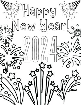 New Year 2024 Coloring Sheet by Brooke Ruediger | TPT