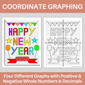 Preview of New Year 2024 Coordinate Graphing Plotting Points Ordered Pairs Mystery Picture