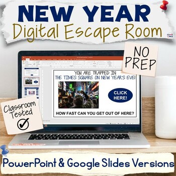 Preview of New Years Digital Escape Room, After Break Trivia Fact Research NO PREP Activity