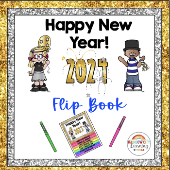Preview of New Year 2024 Flip Book Printable and Interactive for Google Drive