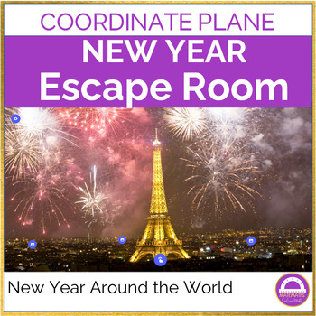 Preview of New Year 2024 Math Escape Room Coordinate Plane | Holidays Around the World