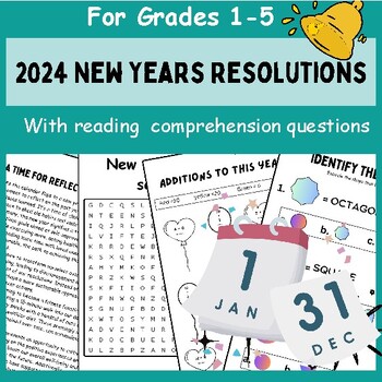 Preview of New Year 2024 New Years Resolutions | Activities | worksheet