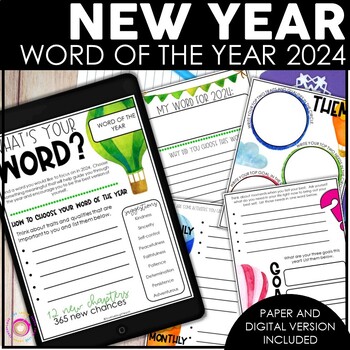 Preview of New Year 2024 One Word Goals | New Years Resolution 2024 | Print & Digital