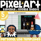 New Years 2024 Pixel Art Template DIY Editable Digital Res