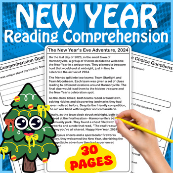 Preview of New Year 2024 Reading Comprehension Passages Activities and Questions
